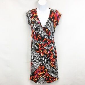 Joseph Ribkoff Abstract Pattern Faux Wrap Dress